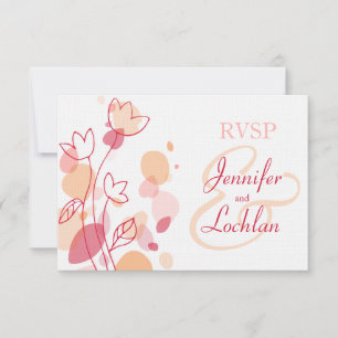 Graphic modern flower petals formal wedding RSVP