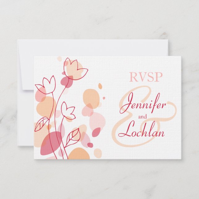 Graphic modern flower petals formal wedding RSVP Card (Front)