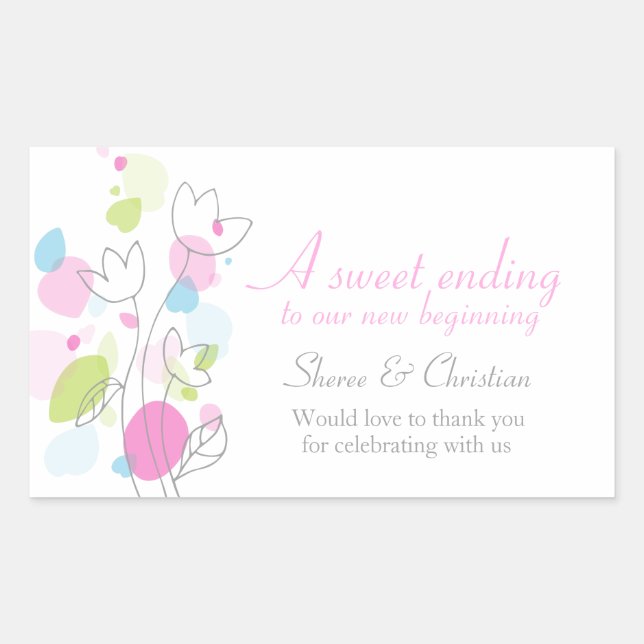 Graphic modern flower petals wedding candy sticker (Front)