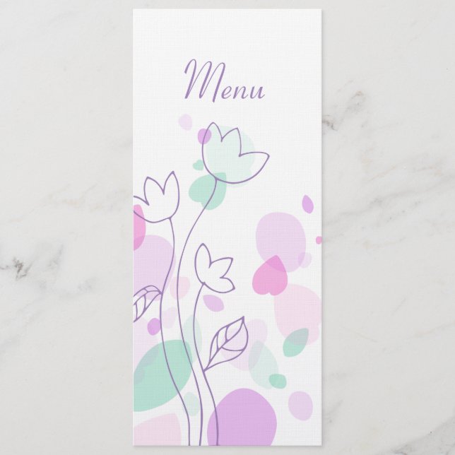 Graphic modern flower petals wedding dinner menu (Front)