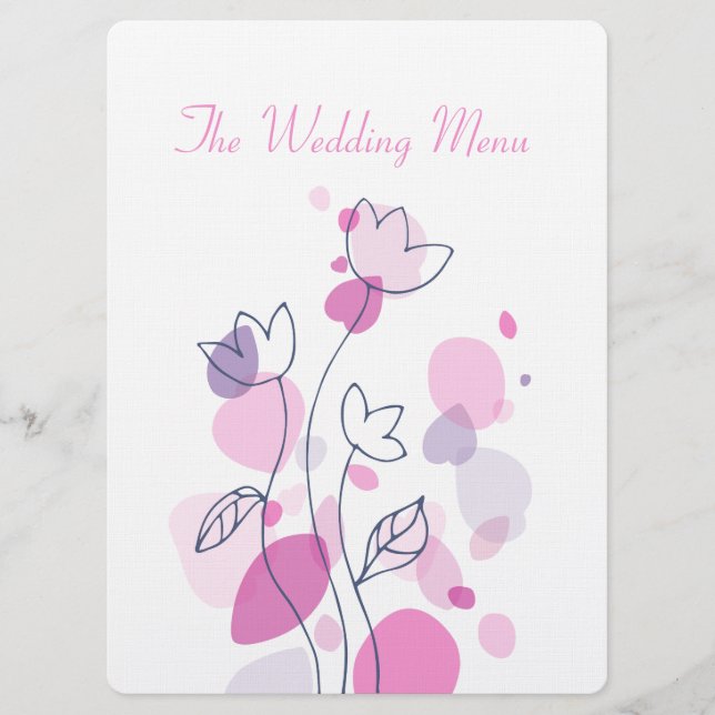 Graphic modern flower petals wedding dinner menu (Front)
