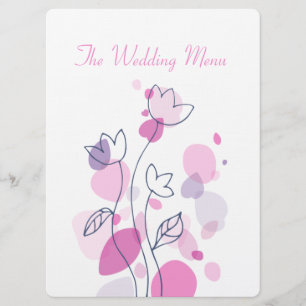 Graphic modern flower petals wedding dinner menu