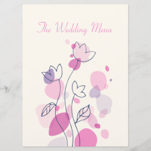 Graphic modern flower petals wedding dinner menu