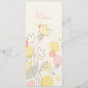 Graphic modern flower petals wedding dinner menu