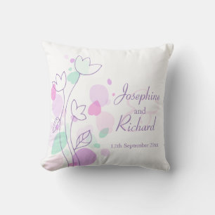 Graphic modern flower petals wedding pillow