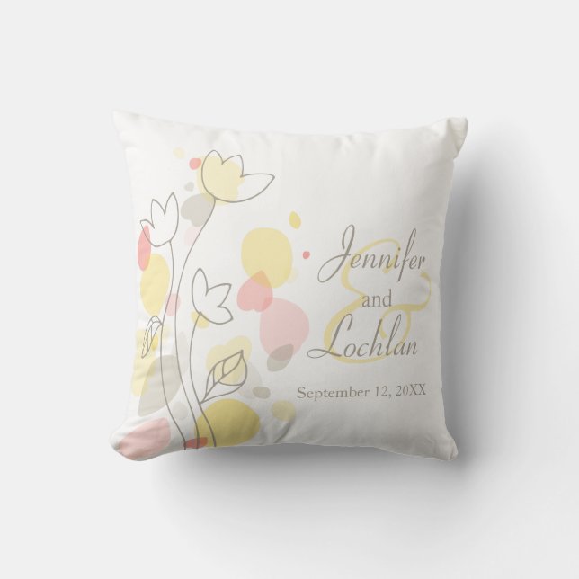 Graphic modern flower petals wedding pillow (Front)