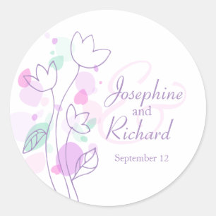 Graphic modern flower petals wedding sticker