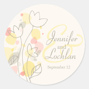 Graphic modern flower petals wedding sticker