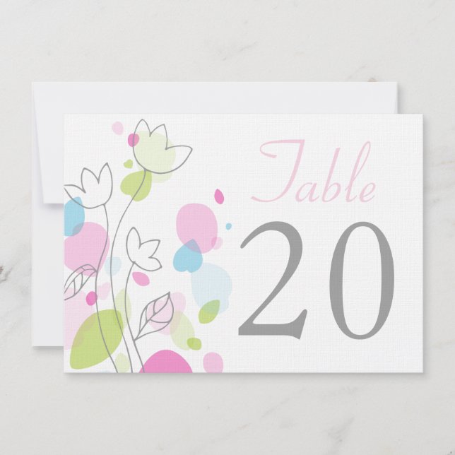 Graphic modern flower petals wedding table numbers (Front)