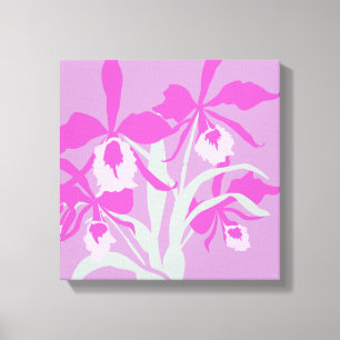 Graphic modern flower purple aqua orchid print