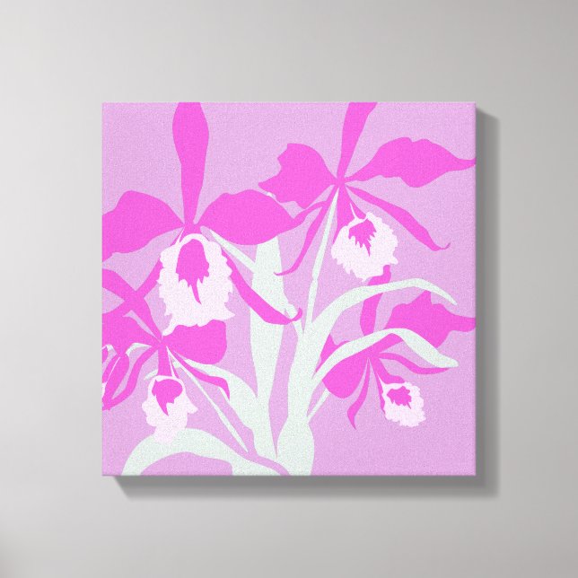 Graphic modern flower purple aqua orchid print (Front)
