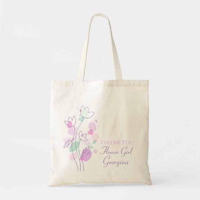 Graphic modern flower wedding flower girl bag (Front)