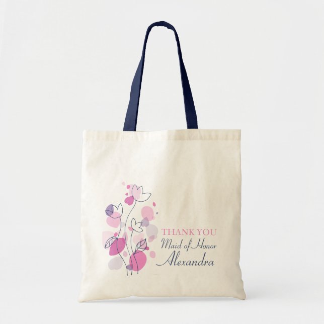 Graphic modern flower wedding maid of honour bag (Front)