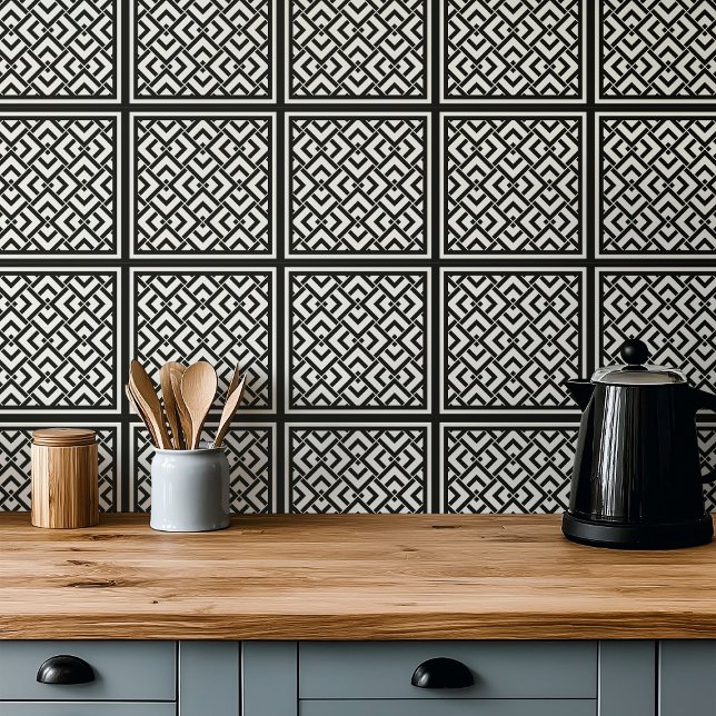 Graphic monochrome Art deco black and white  Tile (Creator Uploaded)