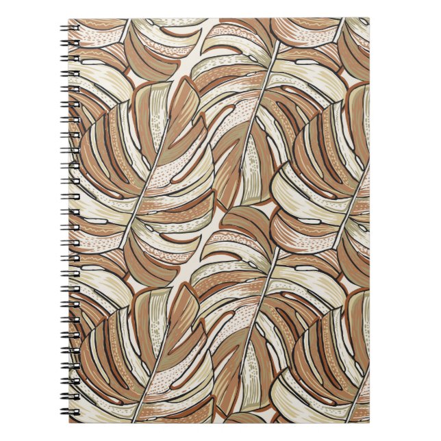 Graphic Monstera Leaves Tropical Design Notebook (Front)