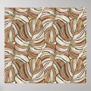 Graphic Monstera Leaves Tropical Design Poster
