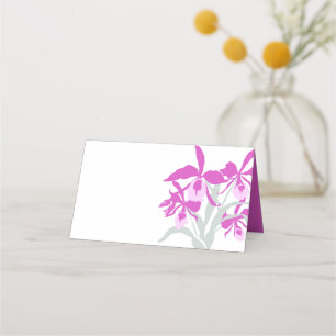 Graphic orchid purple grey wedding place cards