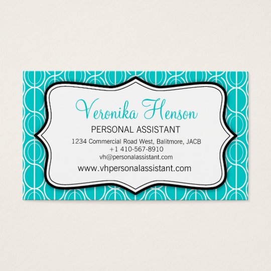 Graphic ovals aqua, black & white business card