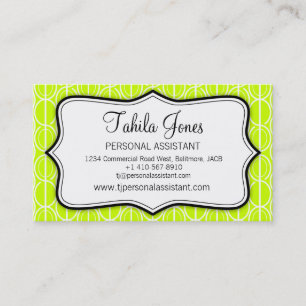 Graphic ovals lime, black & white business card