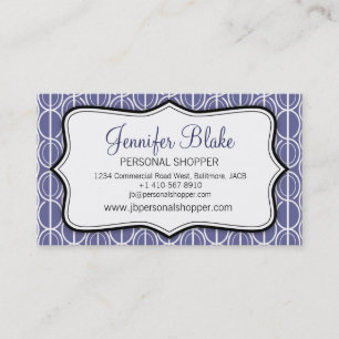 Graphic ovals purple black & white business card