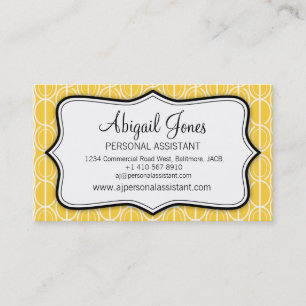 Graphic ovals yellow, black & white business card