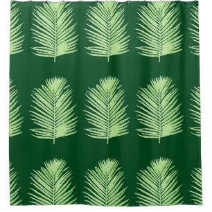 graphic palm tree leaves green shower curtain