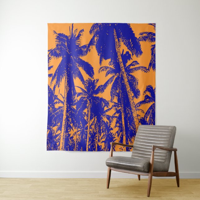 Graphic Palm Trees Design Tapestry (In Situ)