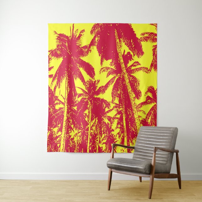 Graphic Palm Trees Design Tapestry (In Situ)
