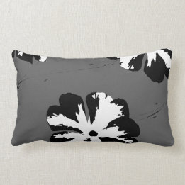Graphic Pansy Grey, Black & White Lumbar Cushion