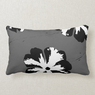 Graphic Pansy Grey, Black & White Lumbar Cushion