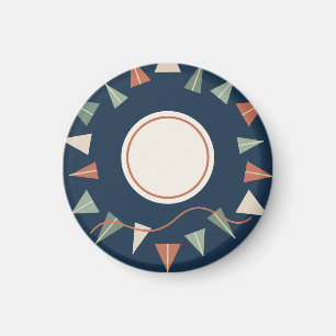 Graphic Paper Garden in Navy and Sage Magnet