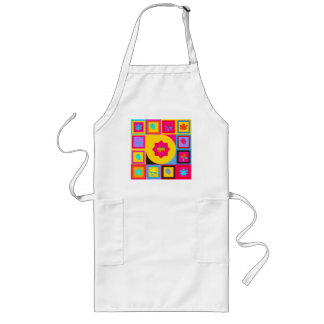 Graphic patchwork - leaves long apron