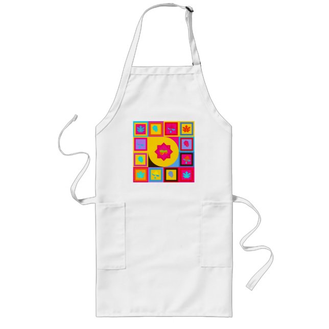 Graphic patchwork - leaves long apron (Front)
