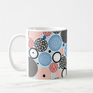 graphic pattern of multicolored circles of differe coffee mug
