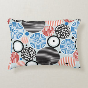 graphic pattern of multicolored circles of differe decorative cushion