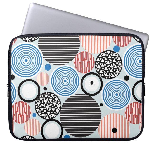 graphic pattern of multicolored circles of differe laptop sleeve (Front)