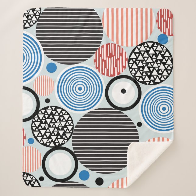 graphic pattern of multicolored circles of differe sherpa blanket (Front)