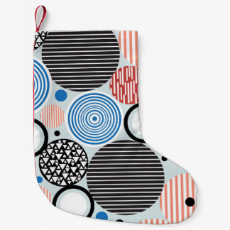 graphic pattern of multicolored circles of differe small christmas stocking