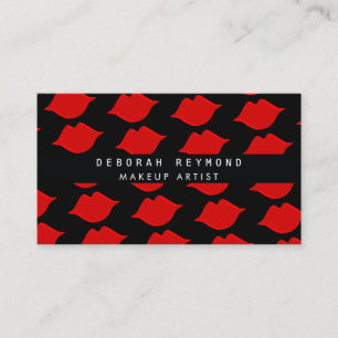 graphic pattern of red lips beauty makeup business card