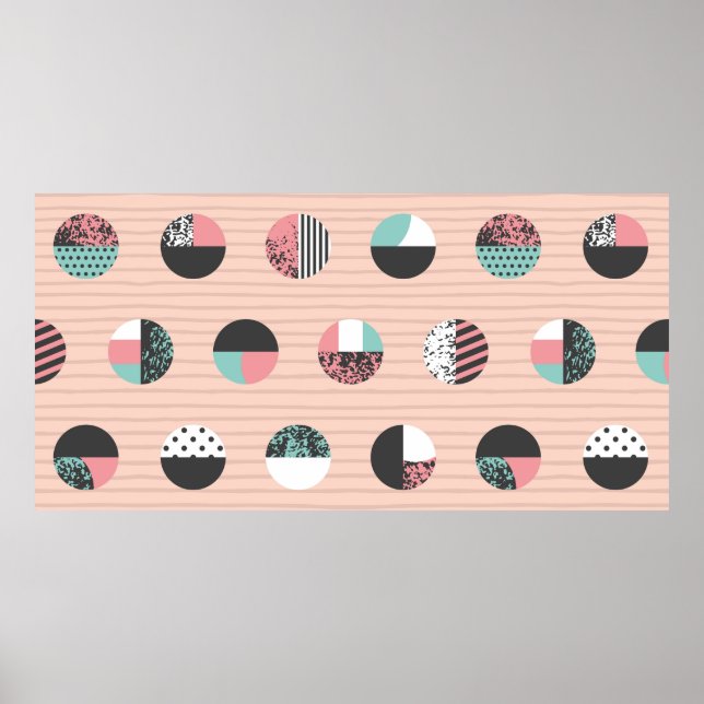 Graphic patterned circles seamless pattern. Vintag Poster (Front)