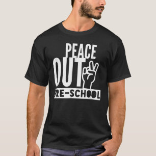 Graphic Peace Sign Hand Out Pre School Graduation  T-Shirt
