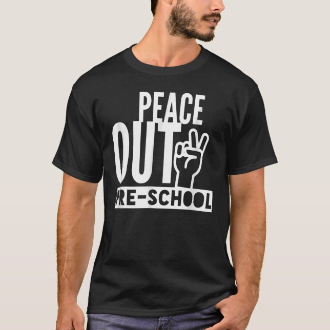 Graphic Peace Sign Hand Out Pre School Graduation  T-Shirt (Front)