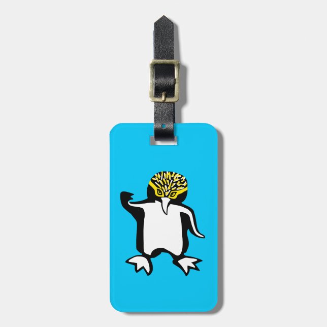 Graphic  PENGUIN - Endangered animal - Blue Luggage Tag (Front Vertical)