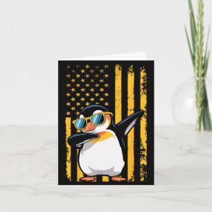 Graphic Penguin Retro American Flag Funny Penguin  Card