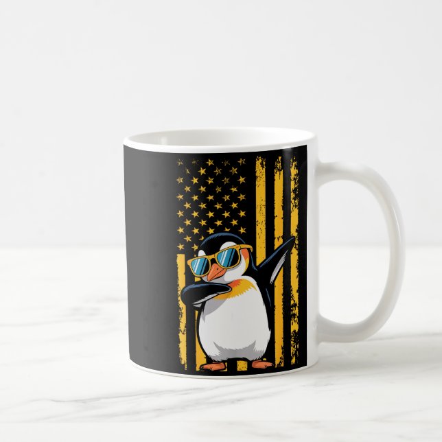 Graphic Penguin Retro American Flag Funny Penguin  Coffee Mug (Right)