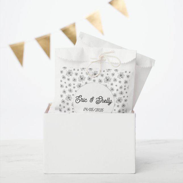Graphic peonies. favour bags (Party)
