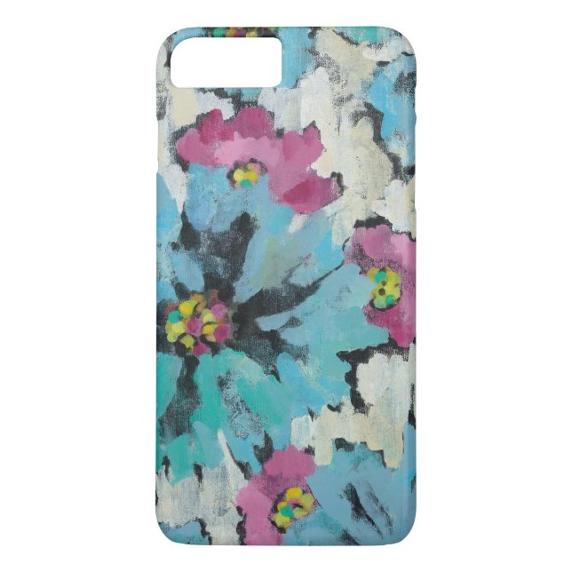 Graphic Pink and Blue Floral Case-Mate iPhone Case (Back)