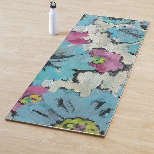 Graphic Pink and Blue Floral Yoga Mat