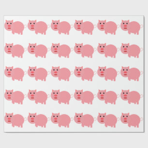 GRAPHIC PINK PIG PATTERN WRAPPING PAPER
