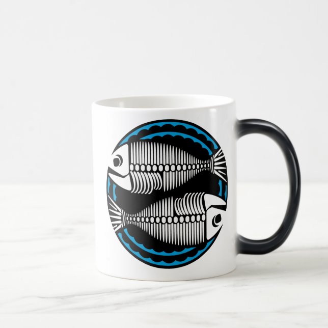 Graphic Pisces Fish Skeletons Magic Mug (Right)